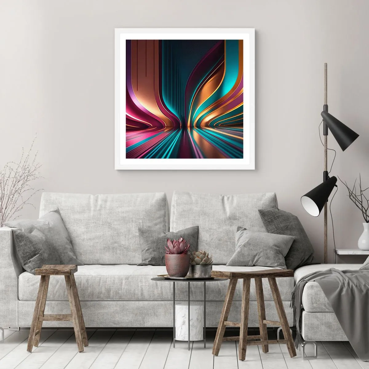 Plagát v bielom ráme - Architektúra svetla - 40x40 cm