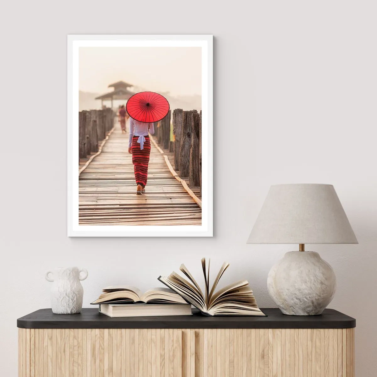 Plagát v bielom ráme - Na starom moste - 50x70 cm