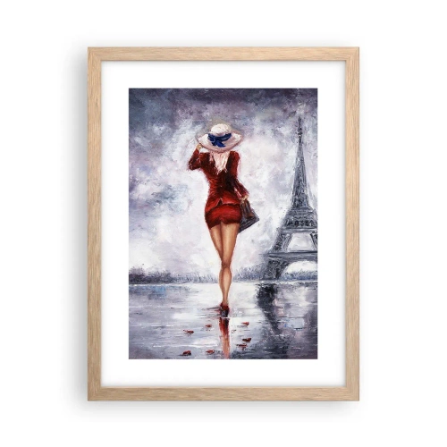 Plagát v ráme zo svetlého duba - Parížske symboly - 30x40 cm