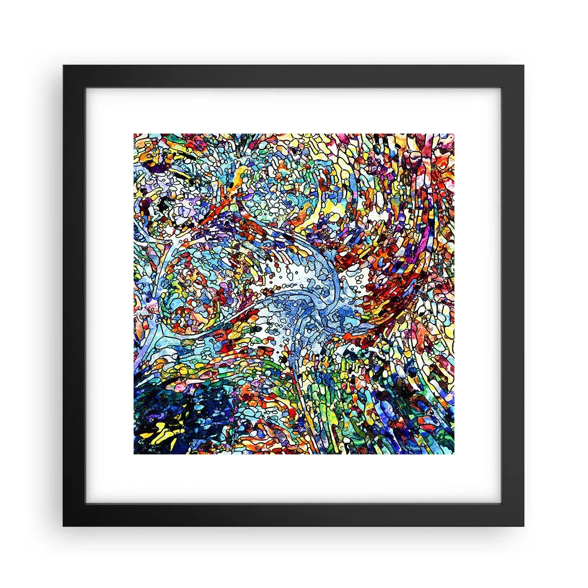 Plagát v čiernom ráme - Vitráž s kvapkami - 30x30 cm