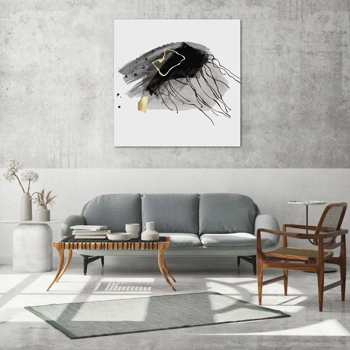 Obraz na skle - V čiernej a zlatej - 30x30 cm