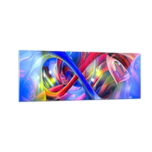 Obraz na skle - Tanec farieb - 140x50 cm