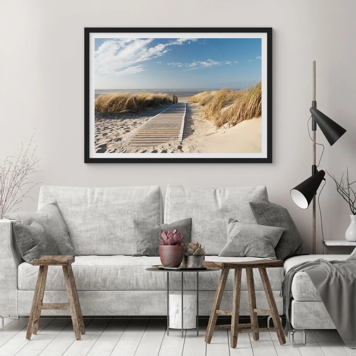 Plagát v čiernom ráme - Za dunou, v šumení trávy - 70x50 cm
