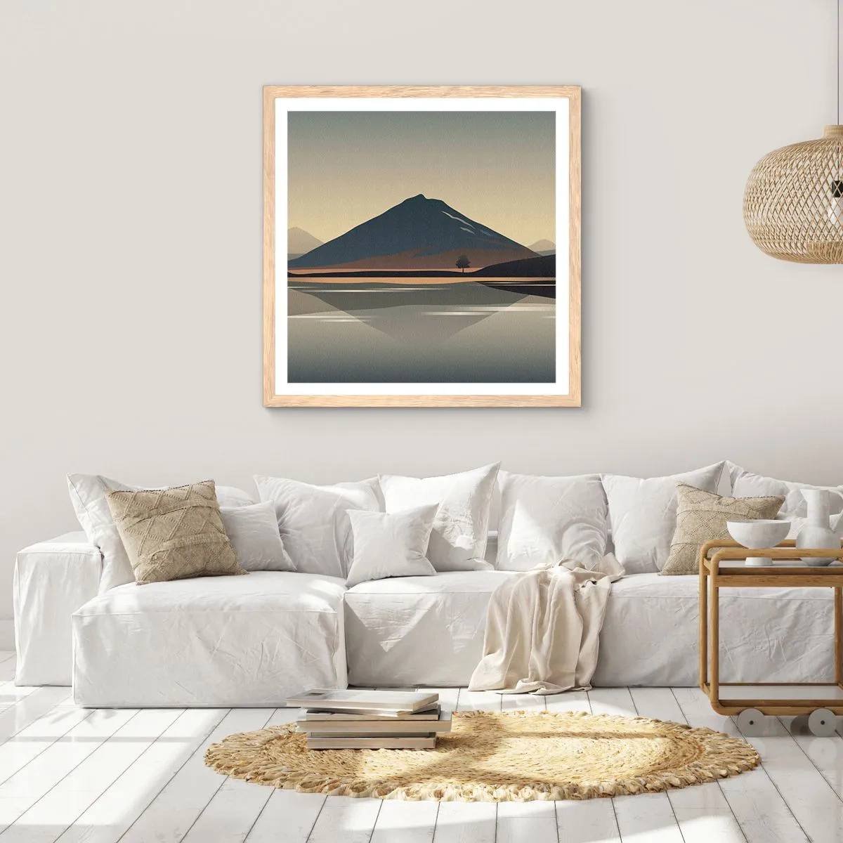 Plagát v ráme zo svetlého duba - Zrkadlový odraz - 60x60 cm