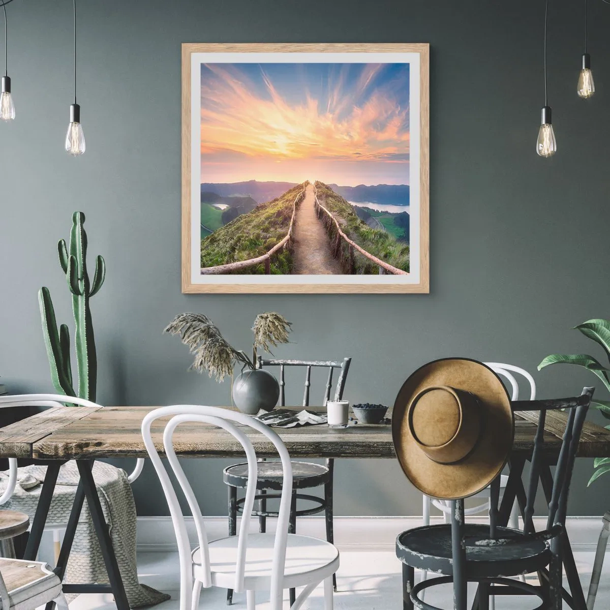 Plagát v ráme zo svetlého duba - Blízko neba - 50x50 cm