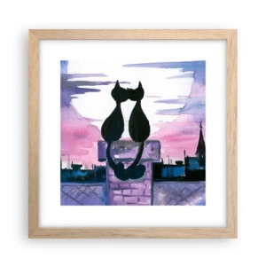 Plagát v ráme zo svetlého duba - Rendez-vous pod mesiacom - 30x30 cm