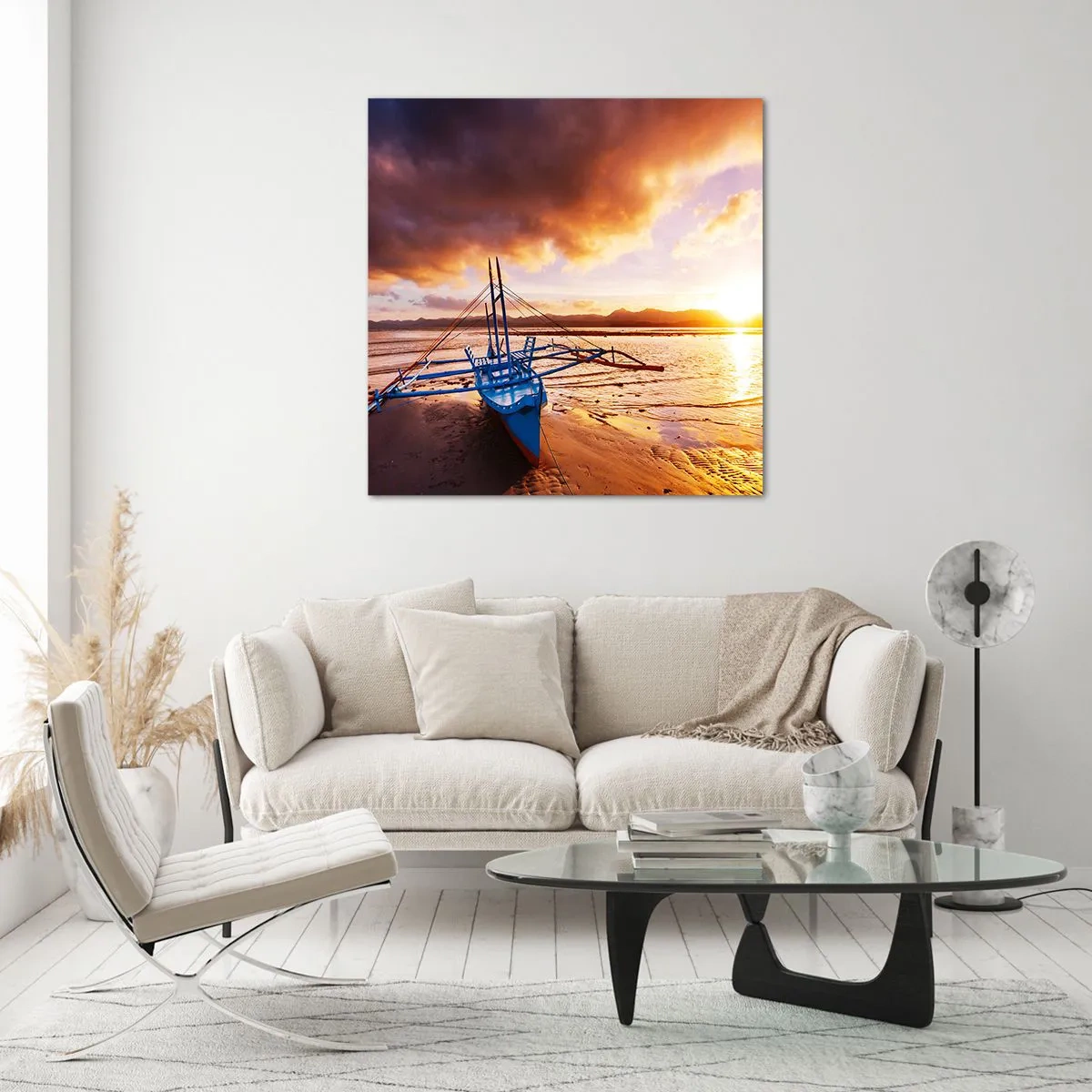 Obraz na skle - Po celom dni sa natiahnuť na piesku - 50x50 cm