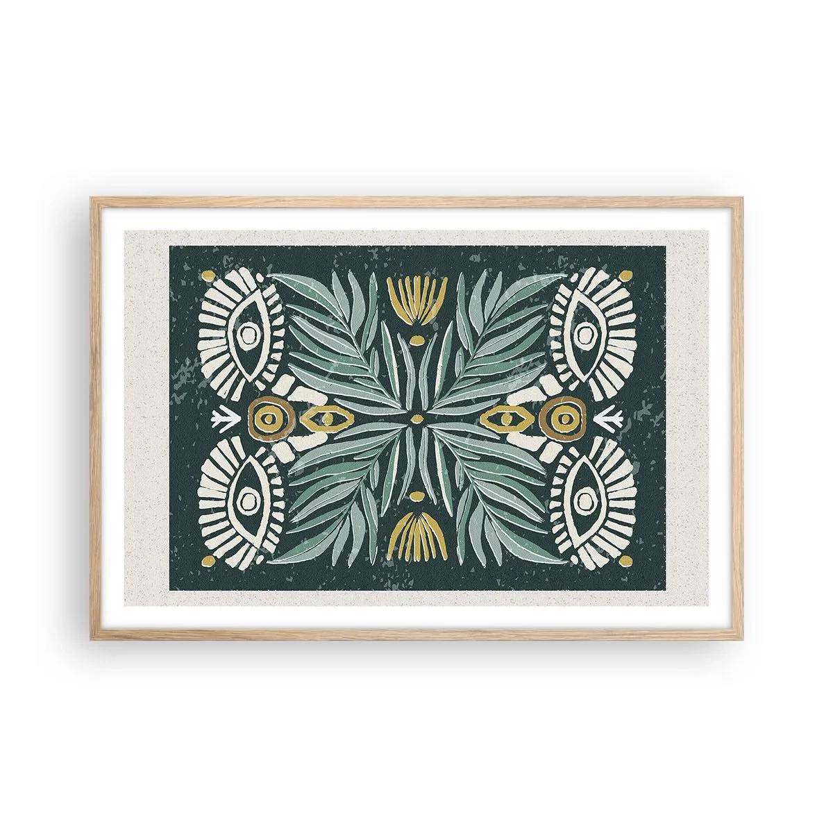 Plagát v ráme zo svetlého duba - Ako ľudová vystrihovačka - 91x61 cm