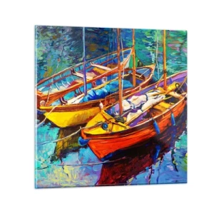 Obraz na skle - Na vode hustej od farieb - 30x30 cm