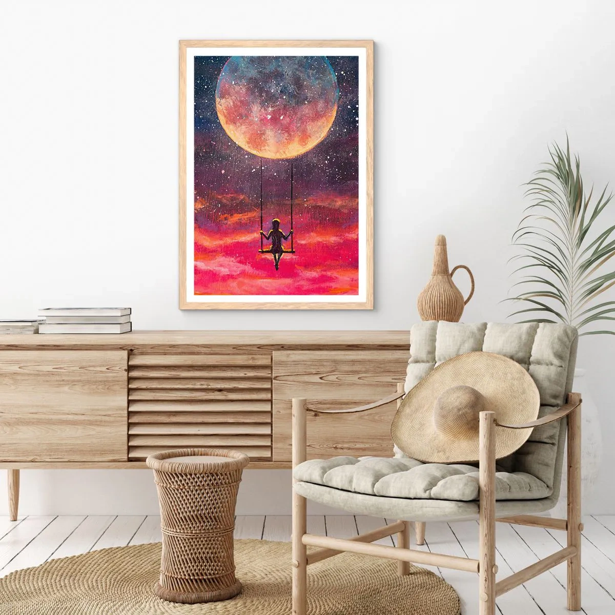 Plagát v ráme zo svetlého duba - Stavať si vzdušné zámky - 30x40 cm