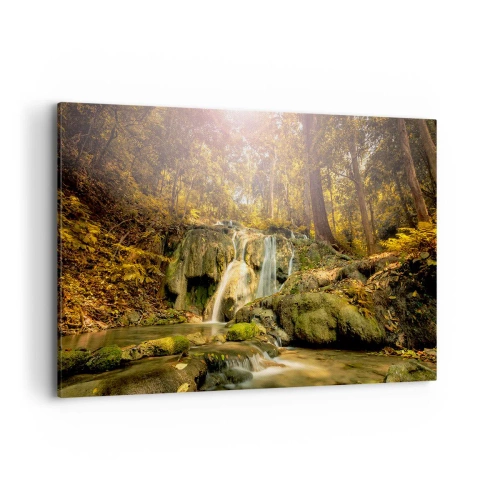 Obraz na plátne - Lesný vodopád v zeleni - 120x80 cm