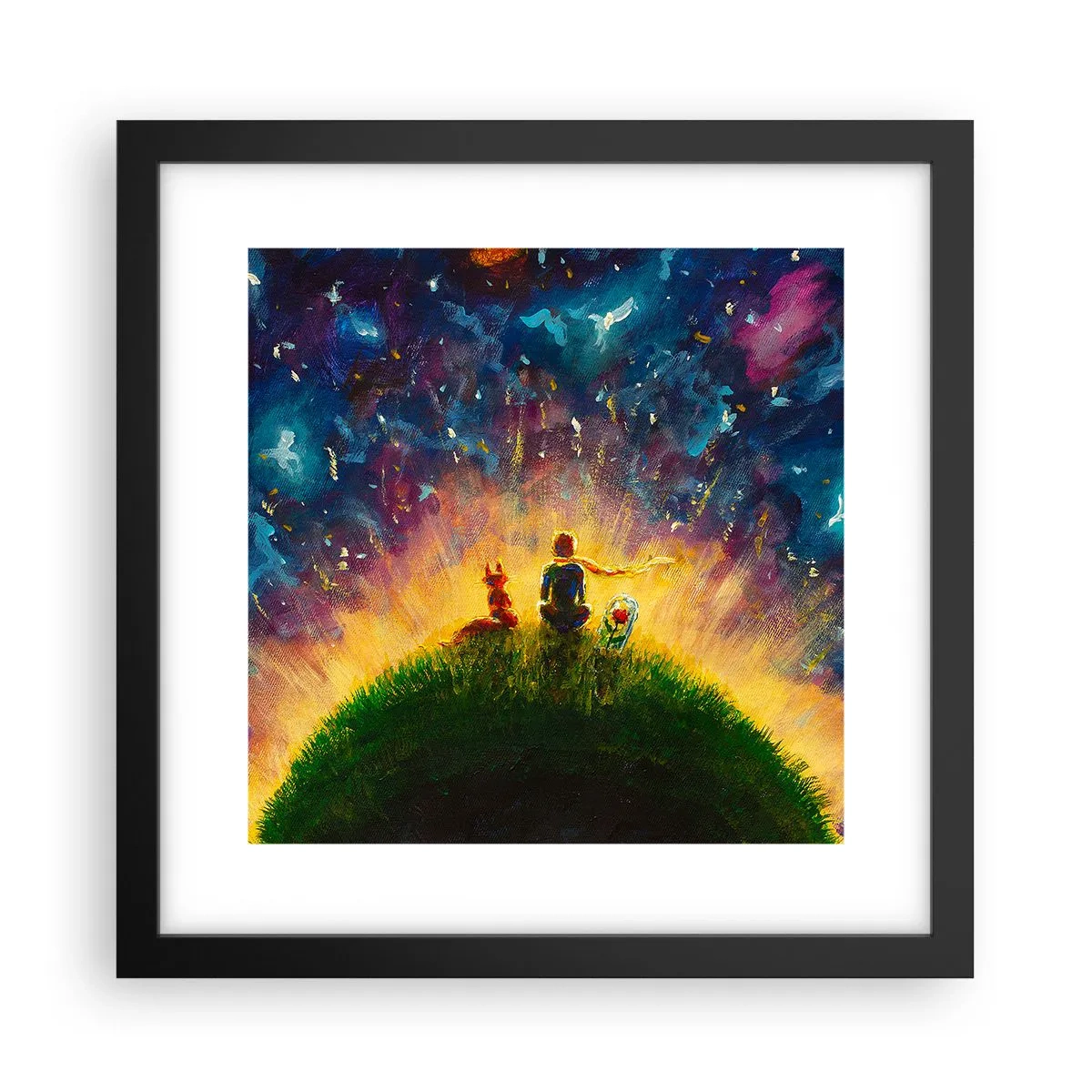 Plagát v čiernom ráme - Láska a priateľstvo - celý svet - 30x30 cm