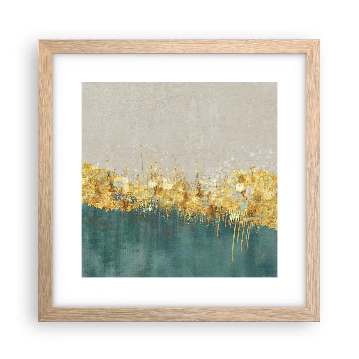 Plagát v ráme zo svetlého duba - Zlatá hranica - 30x30 cm