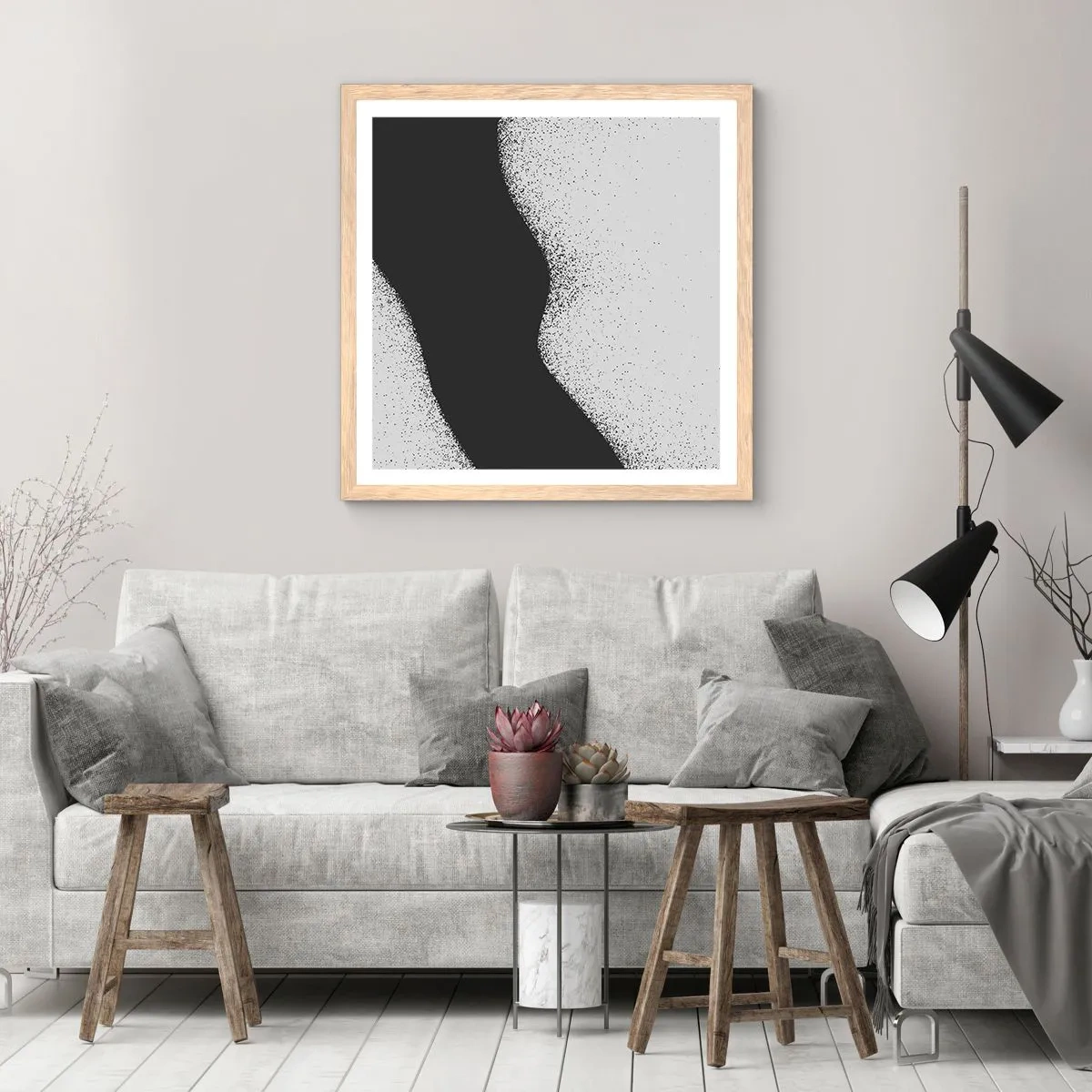 Plagát v ráme zo svetlého duba - Plynulá rovnováha - 50x50 cm