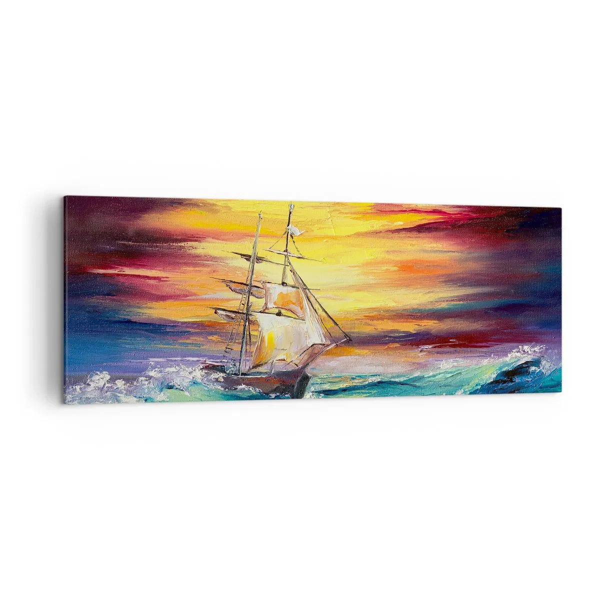 Obraz na plátne - Statočne proti vlnám - 140x50 cm