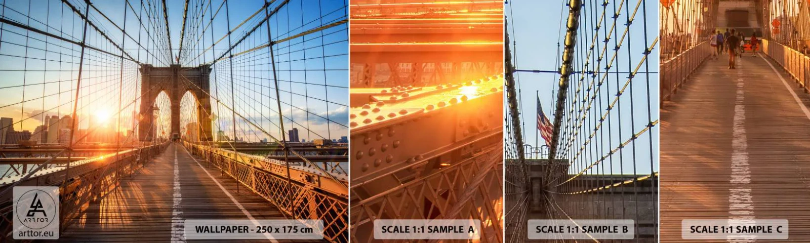 Vzorka Fototapeta Standard Eco - Na zlatom moste - New York, Brooklynský most, Architektúra - 100x30 cm