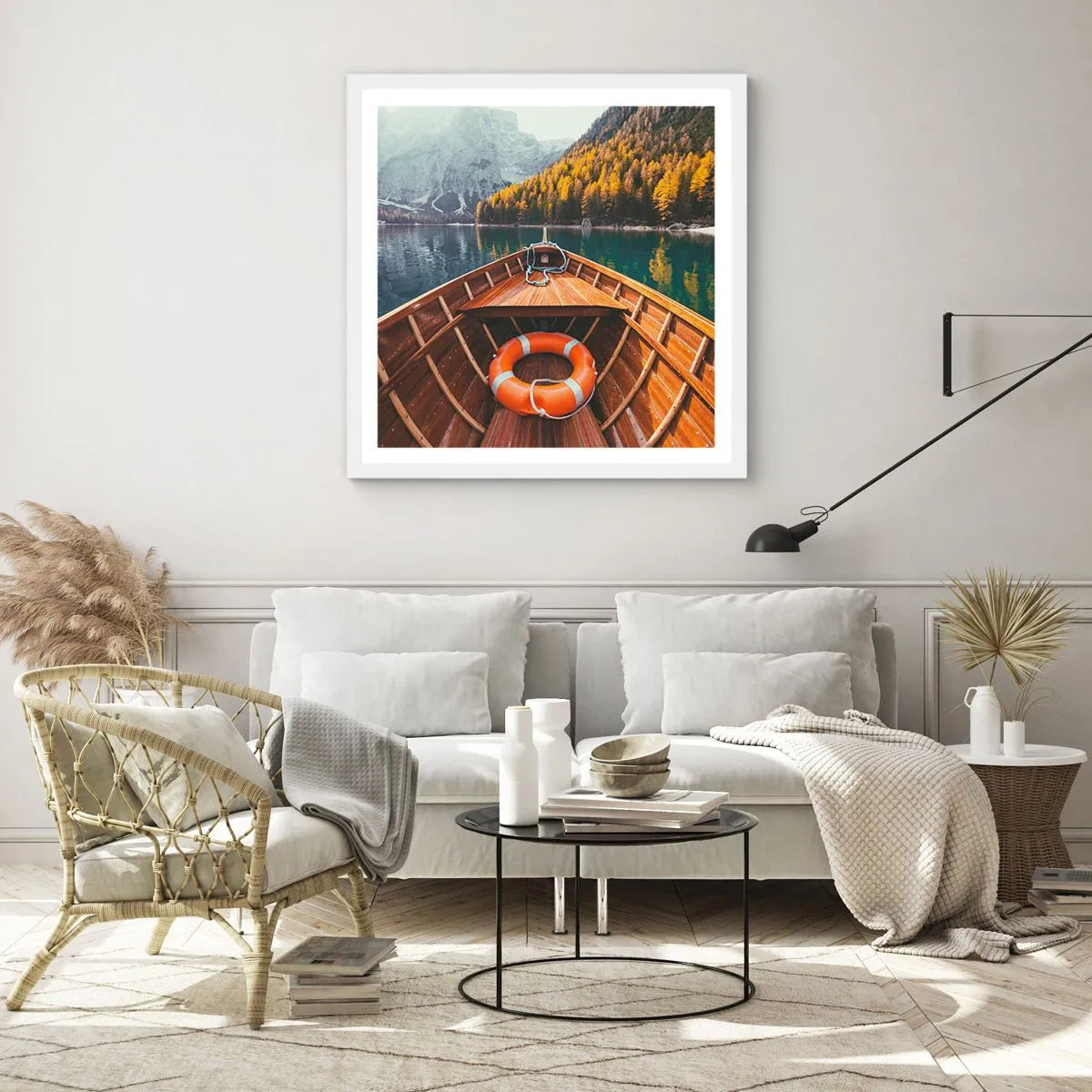 Plagát v bielom ráme - Horská túra - 30x30 cm