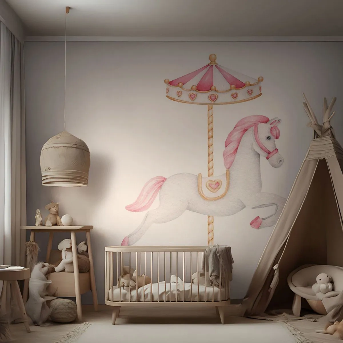 Fototapeta Standard Eco - Vyrazil z kopýtka - Kôň, Kolotoč, Dievčenský - 450x315 cm