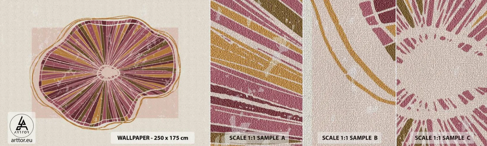 Vzorka fototapety Premium Canvas - Radiálna abstrakcia - Boho, Minimalizmus, Abstrakcia - 100x30 cm