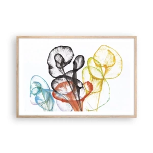 Plagát v ráme zo svetlého duba - Kvety s dušou - 91x61 cm