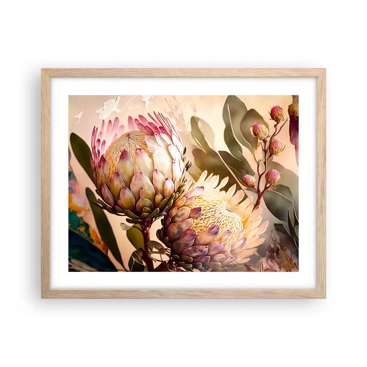 Plagát v ráme zo svetlého duba - Nežne objaté - 50x40 cm