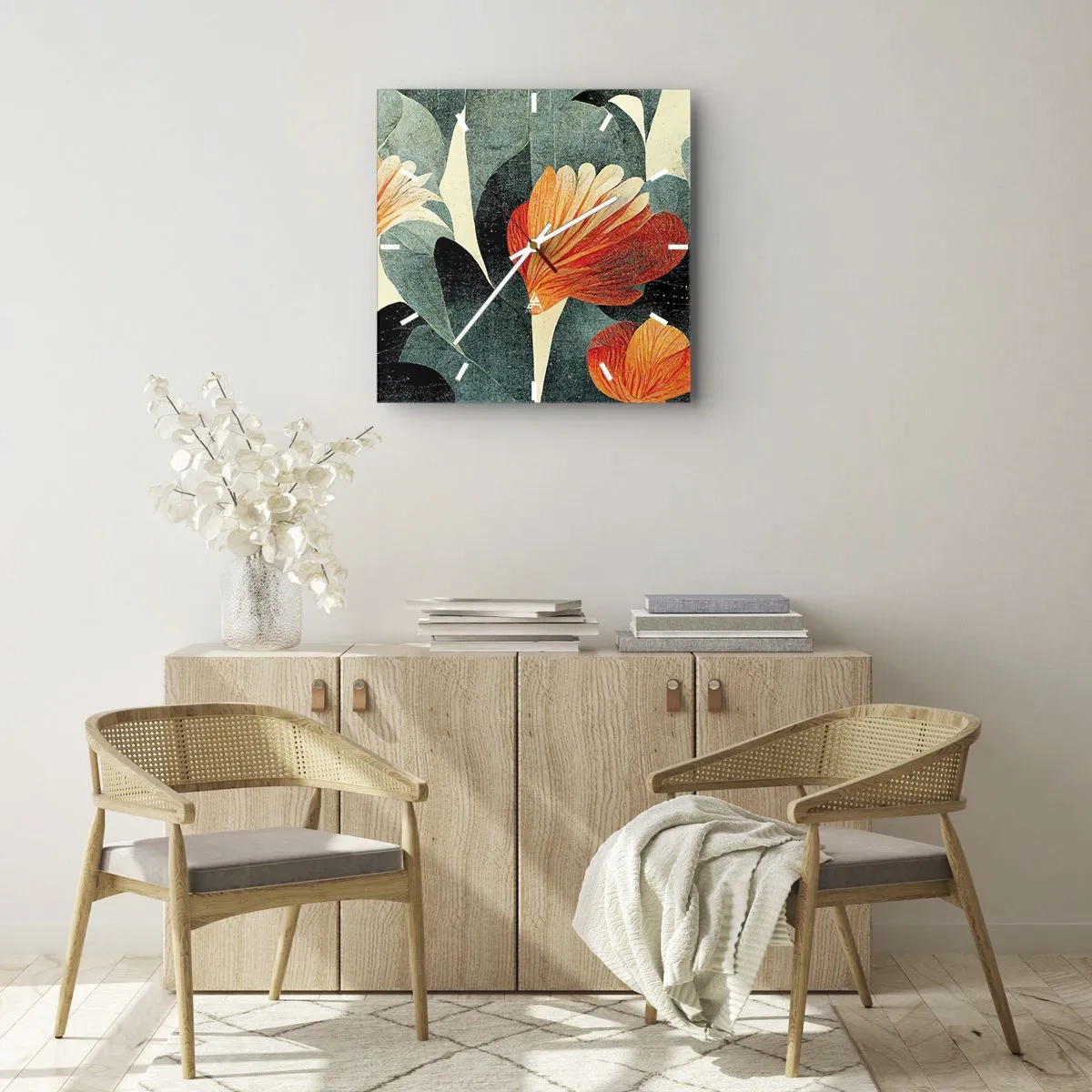 Nástenné hodiny - Tropické horúco a chlad zelene - 40x40 cm