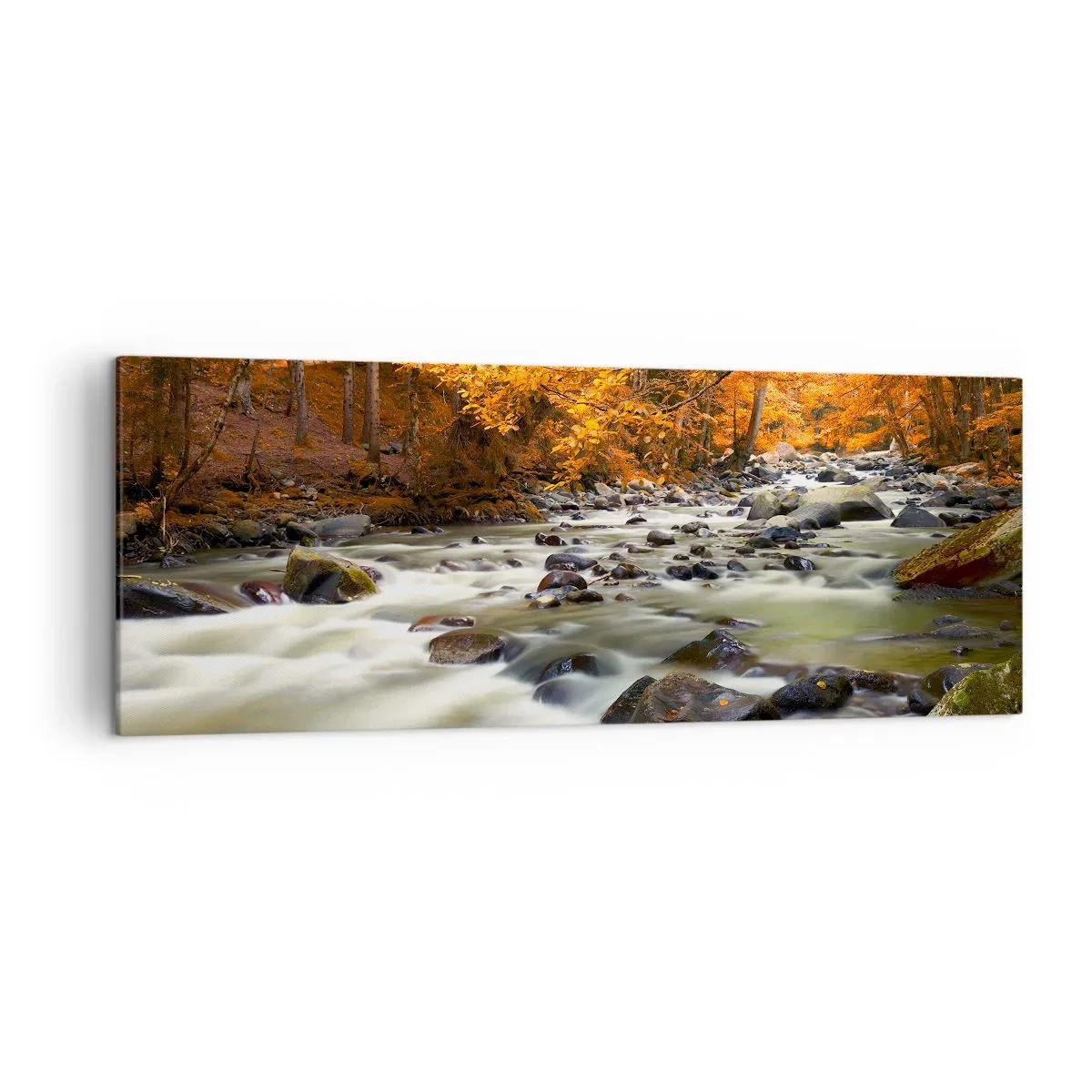 Obraz na plátne - Potok v zlatom lese - 140x50 cm