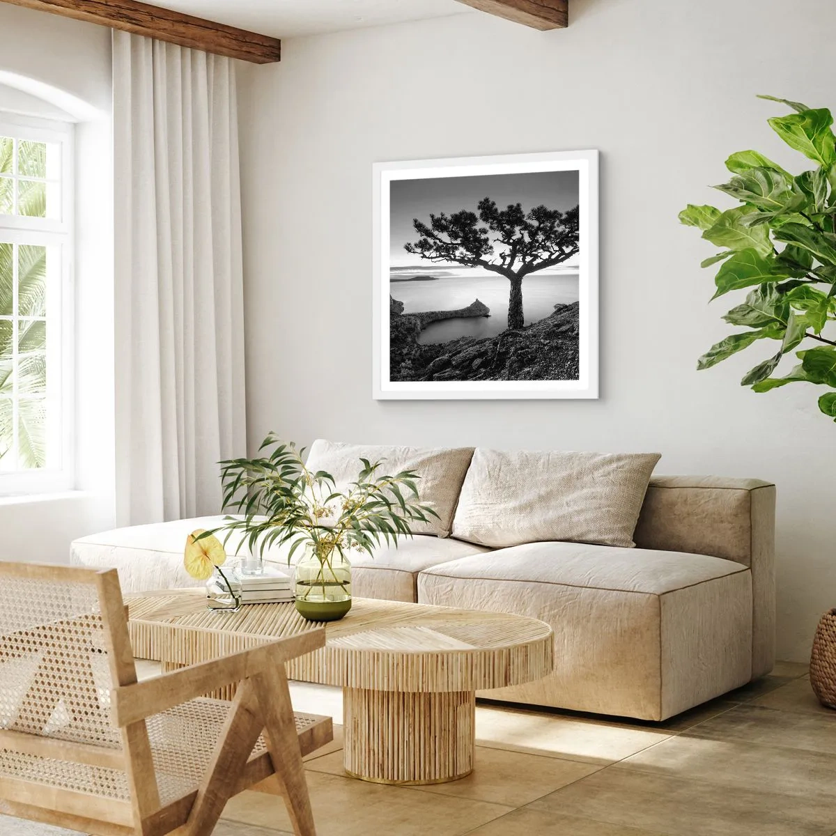 Plagát v bielom ráme - Pokoj až k horizontu - 40x40 cm