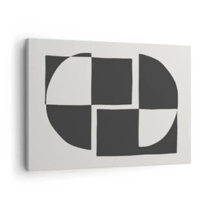 Obraz na plátne - Abstraktné geometrické tvary v čiernej a bielej farbe - 70x50cm - Antitéza – syntéza - Moderná nástenná dekorácia do obývacej izby a spálne ARTTOR