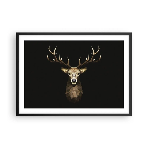 Plagát v čiernom ráme - Kubistický jeleň - 70x50 cm