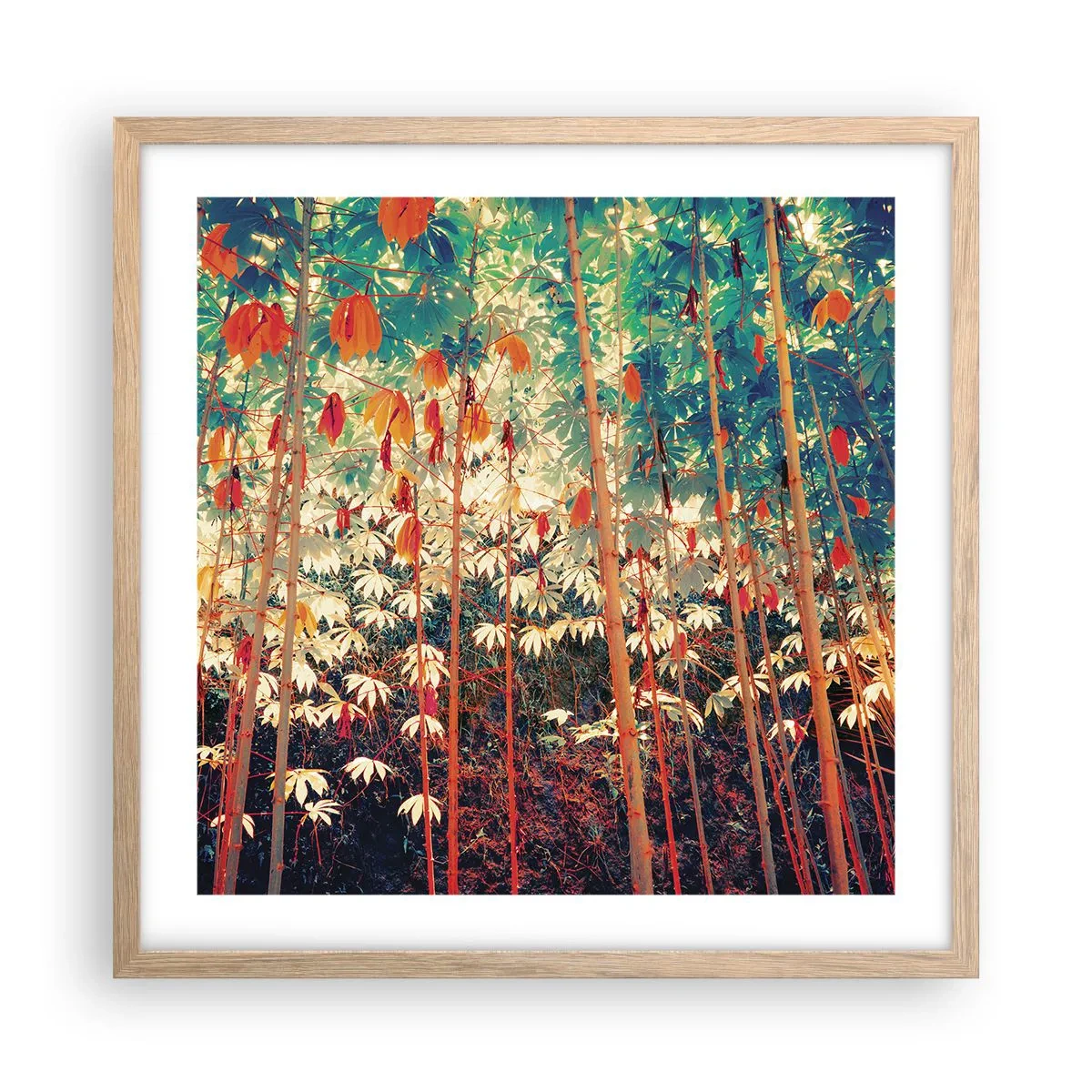 Plagát v ráme zo svetlého duba - Tajný život listov - 50x50 cm