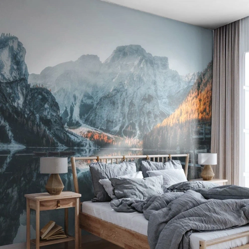 Fototapeta Premium Sand - Zrkadlová krajina - Krajina, hory, Jazero - 100x70 cm