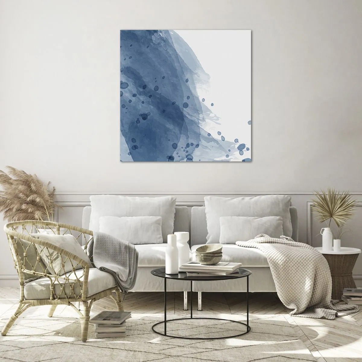 Obraz na skle - Modrý tyl - 60x60 cm
