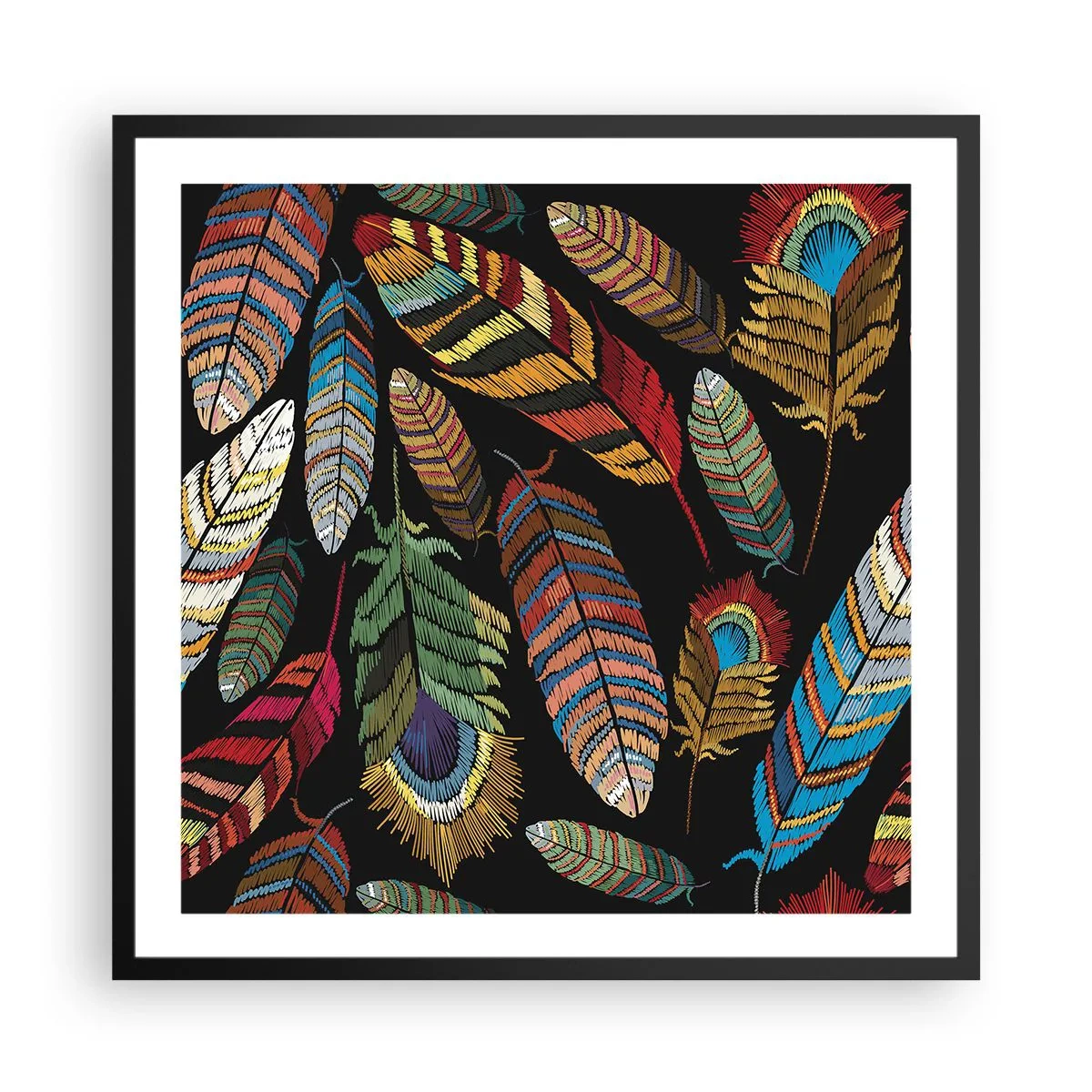 Plagát v čiernom ráme - Vtáčí karneval - 60x60 cm