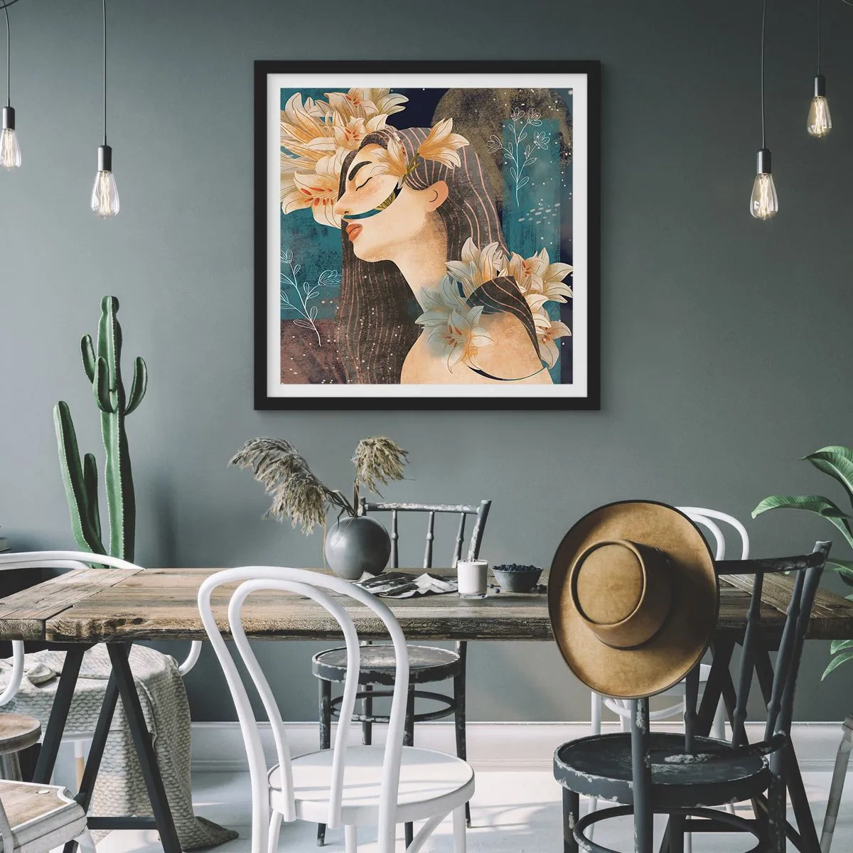 Plagát v čiernom ráme - Rozprávka o princeznej s ľaliami - 60x60 cm