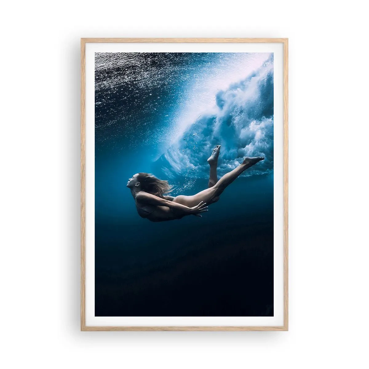 Plagát v ráme zo svetlého duba - Súčasná morská panna - 70x100 cm