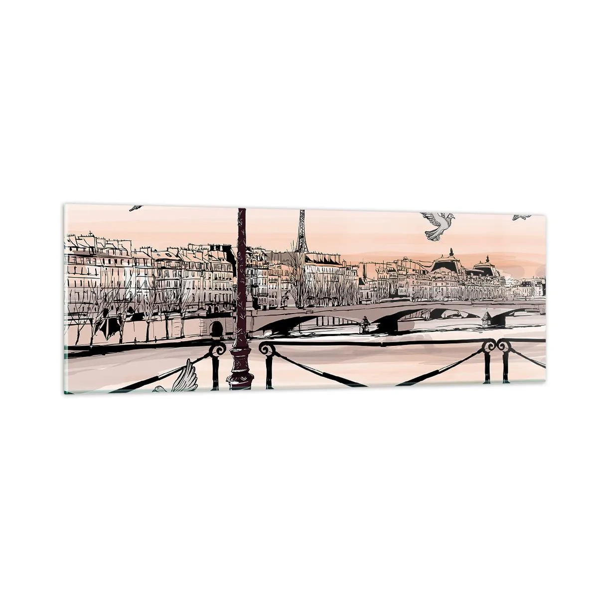Obraz na skle - Nad strechami Paríža - 90x30 cm