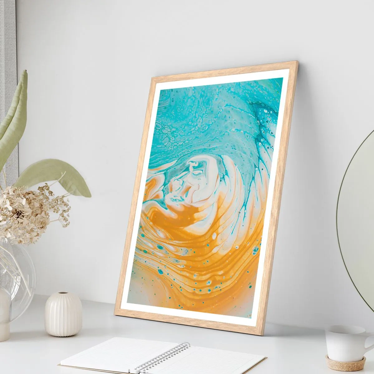 Plagát v ráme zo svetlého duba - Pastelový vír - 61x91 cm