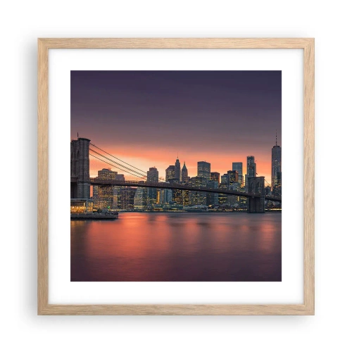 Plagát v ráme zo svetlého duba - Ponorené do ľaliového ticha - 40x40 cm