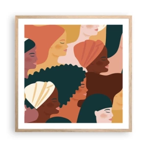 Plagát v ráme zo svetlého duba - Iba ženskosť - 60x60 cm