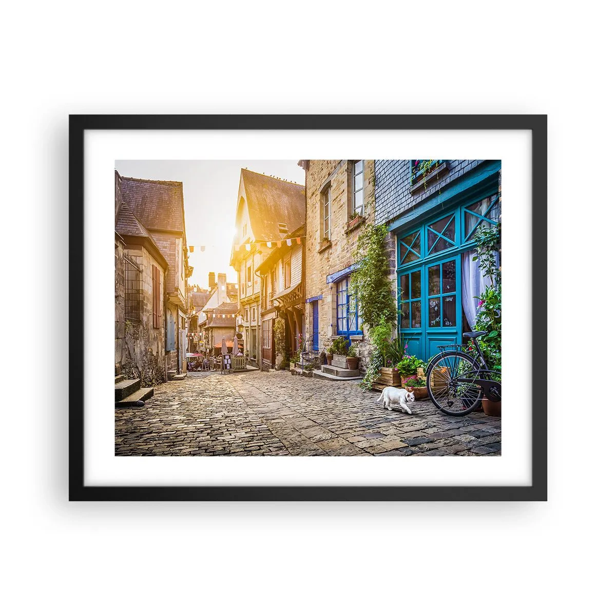 Plagát v čiernom ráme - Biely duch mestečka - 50x40 cm