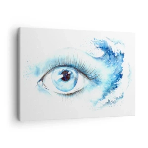 Obraz na plátne - Umelecký akvarel oka s dynamickou vlnou - 70x50cm - Ponoriť sa do modrého pohľadu - Moderná nástenná dekorácia do obývacej izby a spálne ARTTOR