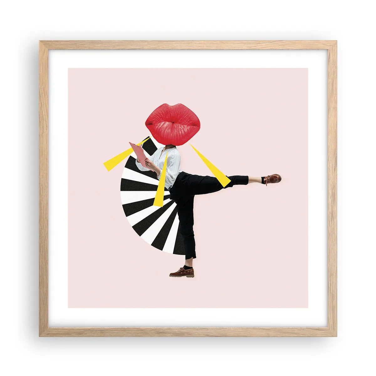 Plagát v ráme zo svetlého duba - Surrealistický pop-art - 50x50 cm