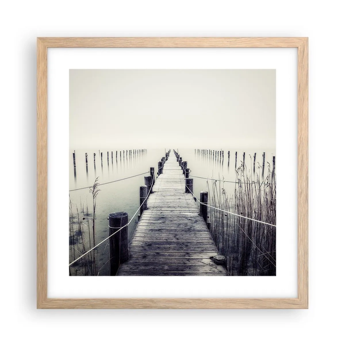 Plagát v ráme zo svetlého duba - Ponor sa do pokoja - 40x40 cm