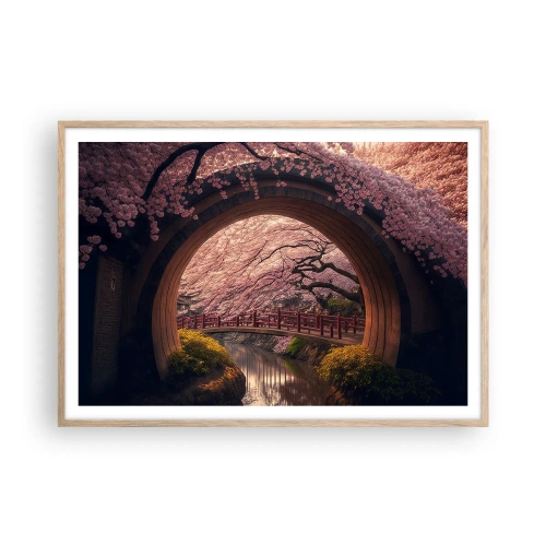 Plagát v ráme zo svetlého duba - Japonská jar - 100x70 cm