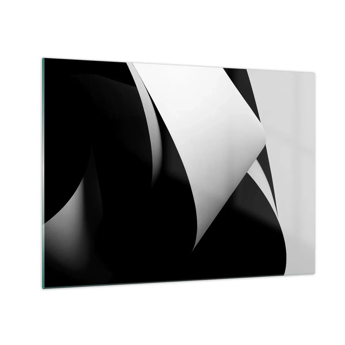 Obraz na skle - Minimalistická kompozícia s čiernobielymi rovinami - 70x50cm - Svetlo z hlbín tieňa - Moderná nástenná dekorácia do obývacej izby a spálne ARTTOR