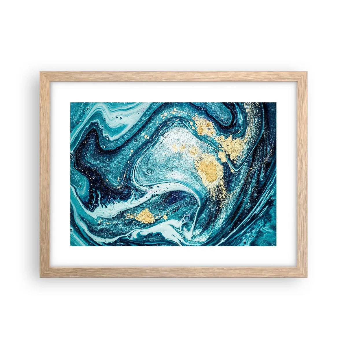 Plagát v ráme zo svetlého duba - Modrý vír - 40x30 cm