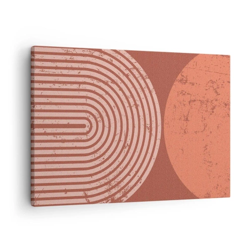 Obraz na plátne - Geometrické vzory v odtieňoch terakoty na vintage pozadí - 70x50cm - Blízky vzťah - Moderná nástenná dekorácia do obývacej izby a spálne ARTTOR
