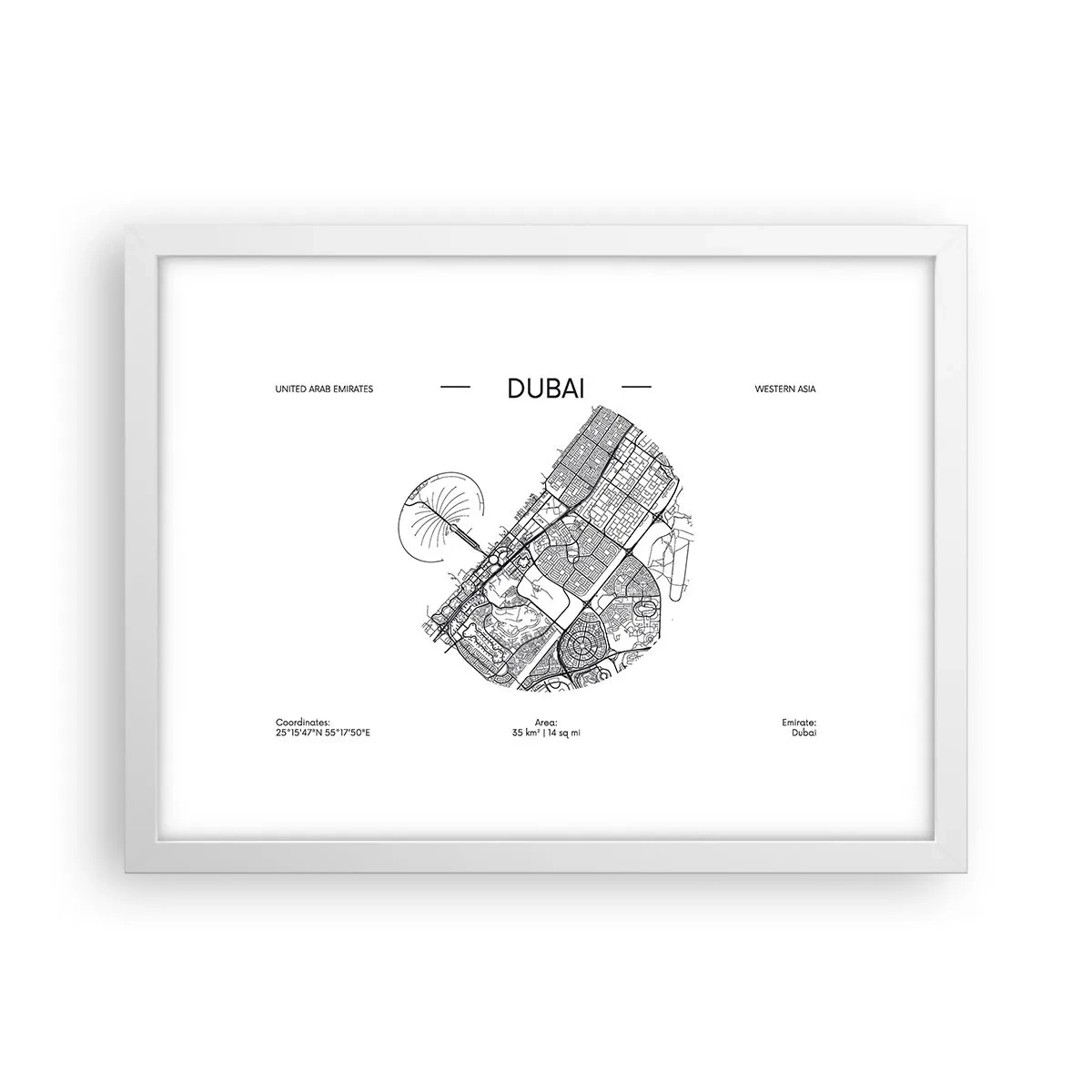 Plagát v bielom ráme - Anatómia Dubaja - 40x30 cm