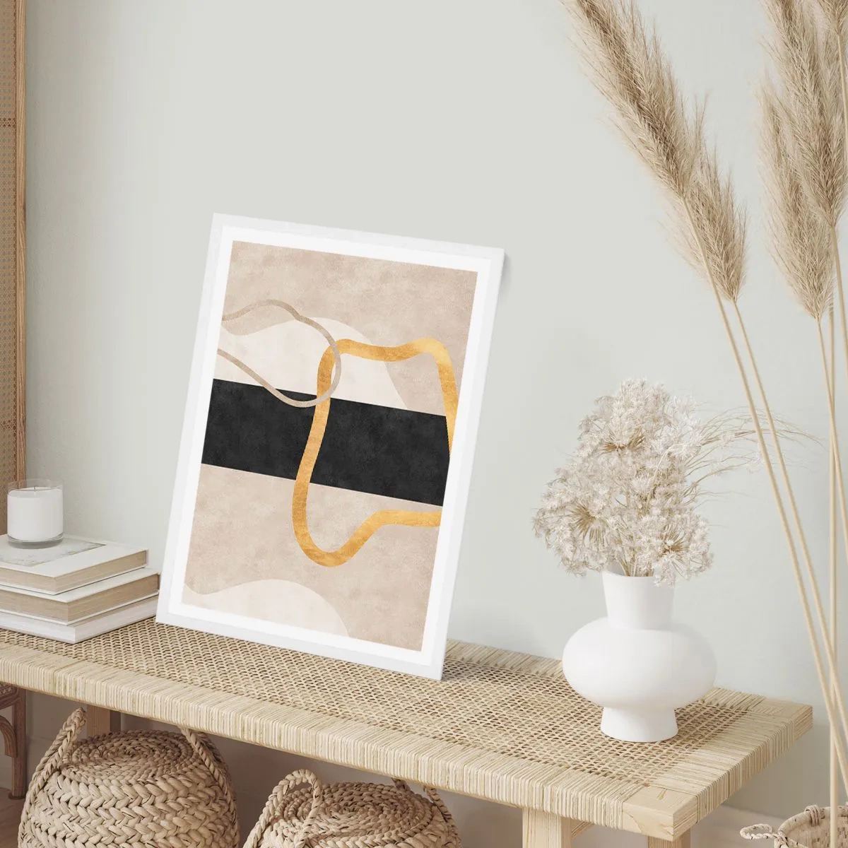 Plagát v bielom ráme - Tvary v slučke - 61x91 cm